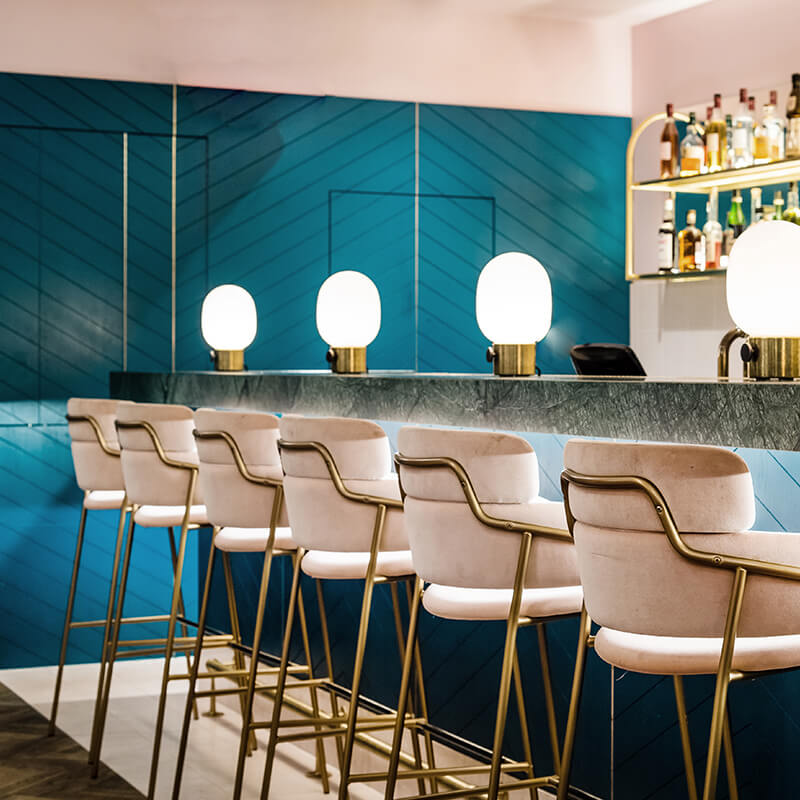 Barstools around bar